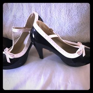 Black and white Mary Jane heels